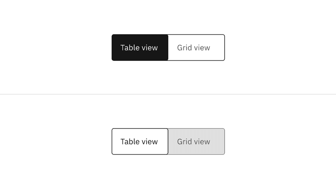 High contrast content switcher (top); low contrast content switcher (bottom)