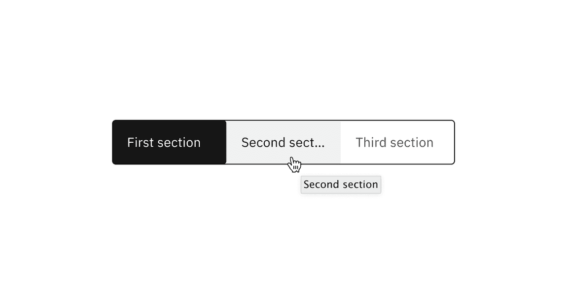 Example shows the overflow text in a content switcher’s tab.