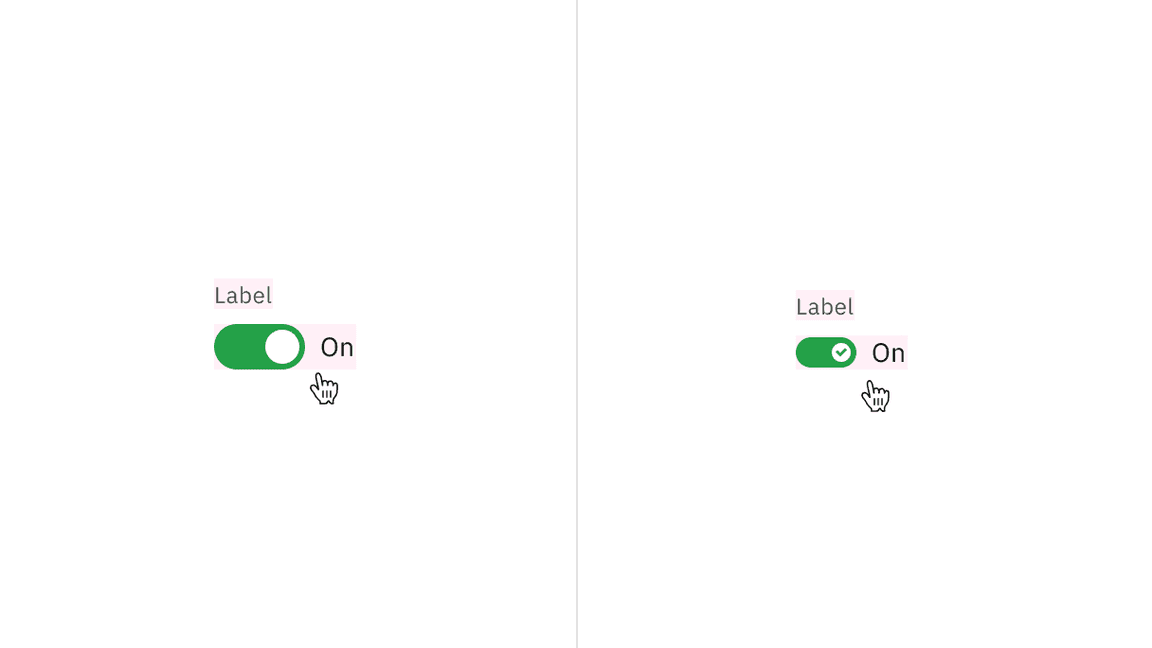 Clickable areas of default and small toggle