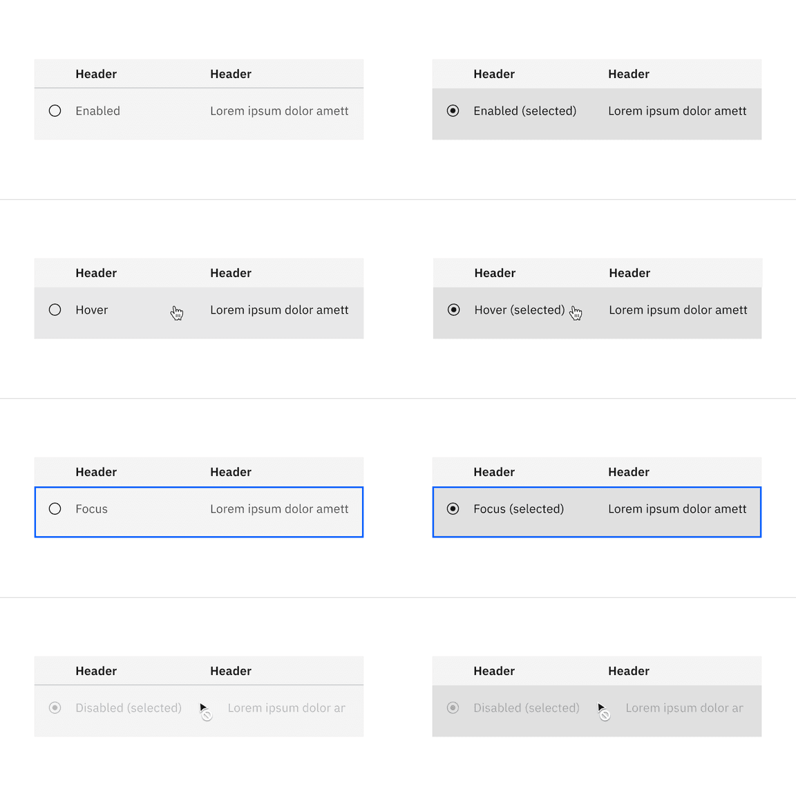 Selectable structured list interactive states with the feature flag enabled