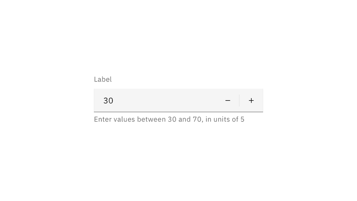 a numeric input with helper text to enter values between 30 and 70, in increments of 5